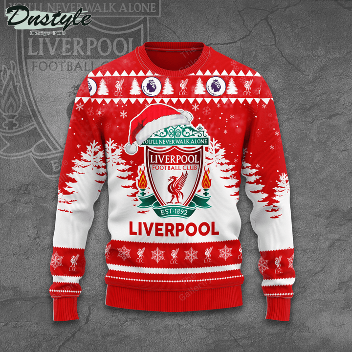 Personalized Liverpool Santa Hat Ugly Christmas Sweater