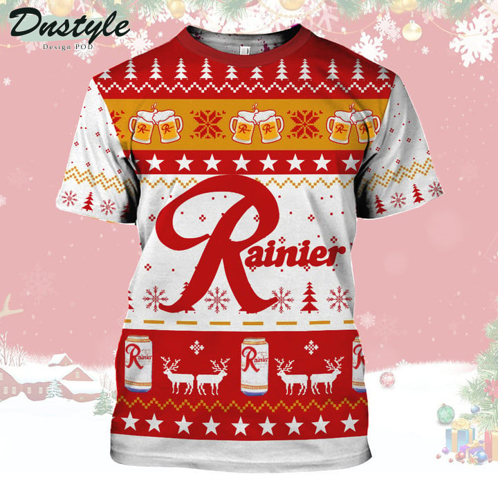 Rainier Beer Snowflake Christmas 3D Hoodie Tshirt