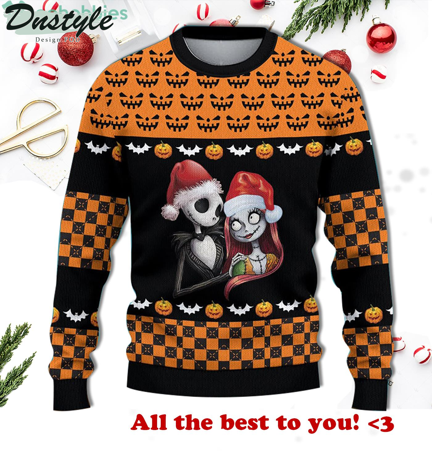 The Nightmare Before Jack And Sally Ugly Christmas Sweater