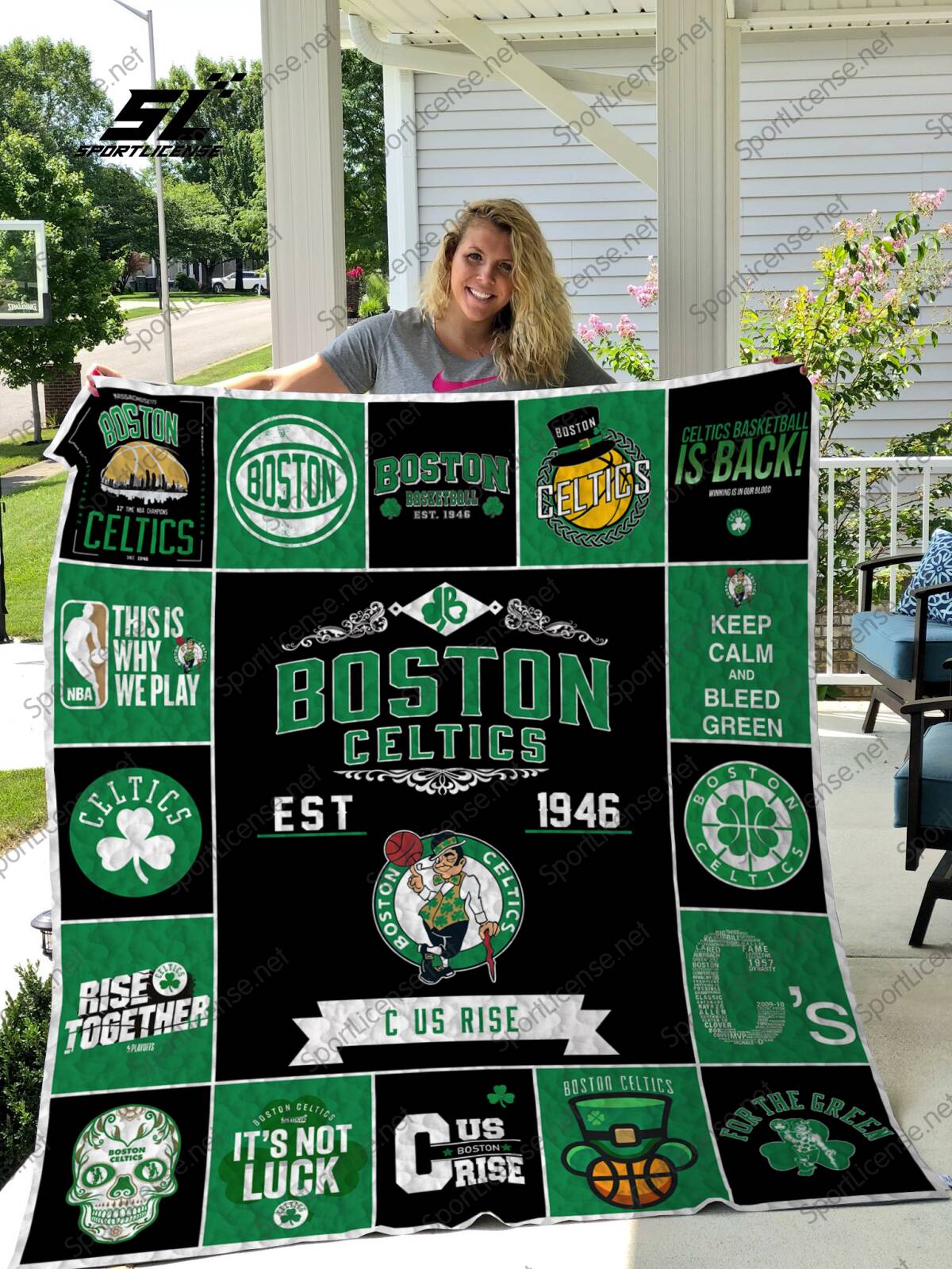 Boston Celtics Est 1946 C us Rise Quilt Blanket