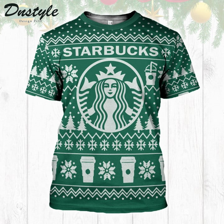 Starbucks Snowflake Christmas 3D Hoodie Tshirt