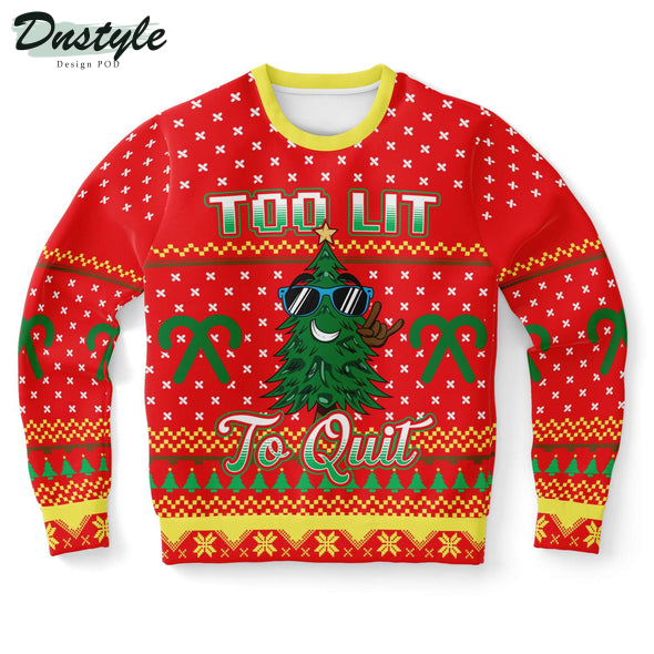 To Lit To Quit Pattern Ugly Chrismas Sweater