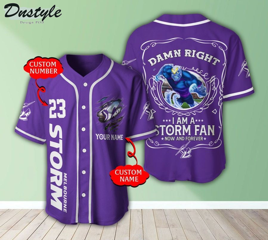 Melbourne Storm Damn Right custom name baseball jersey
