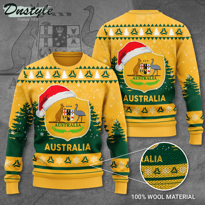 Australia national football team santa hat ugly christmas sweater