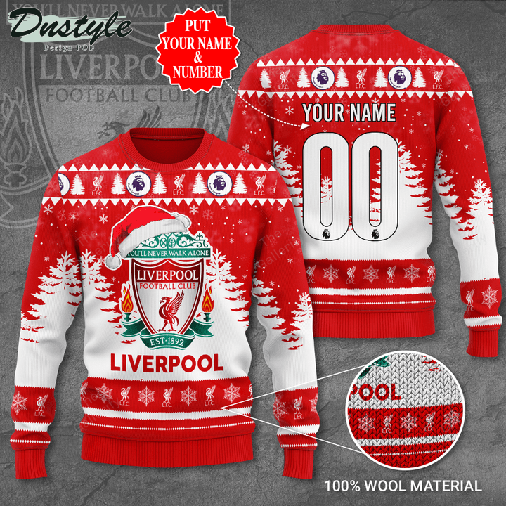 Personalized Liverpool Santa Hat Ugly Christmas Sweater