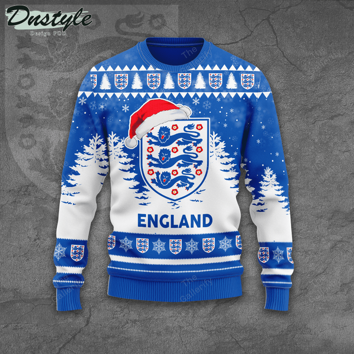 England national football team santa hat ugly christmas sweater