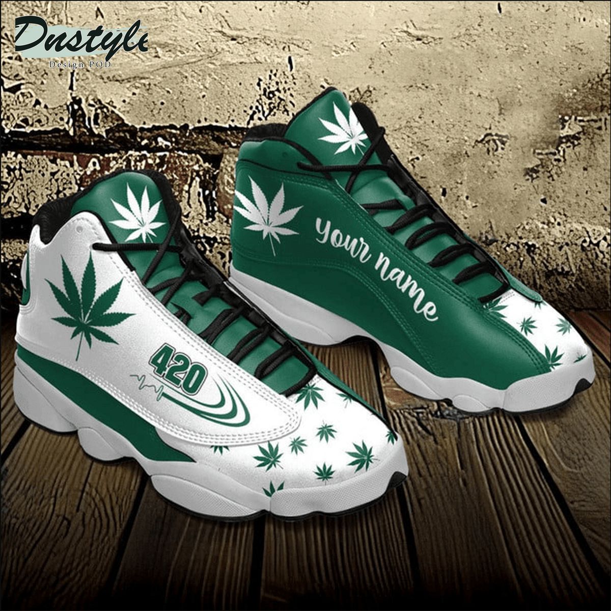 Weed green 420 custom name air jordan 13 shoes 1