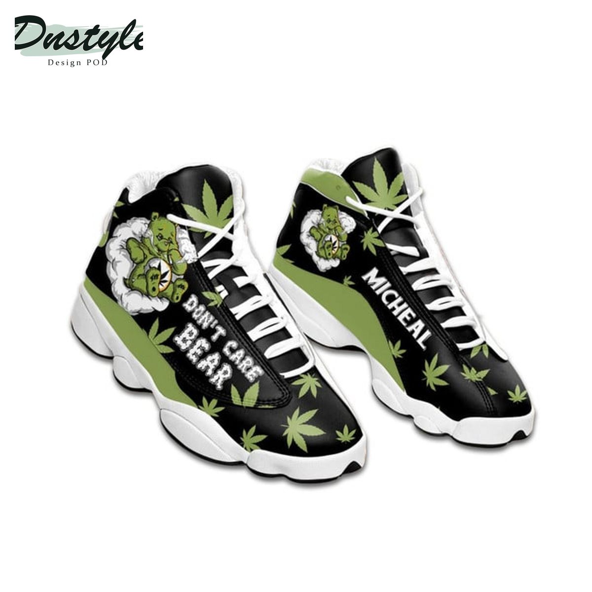 Weed high maintenance black and green custom name air jordan 13 shoes