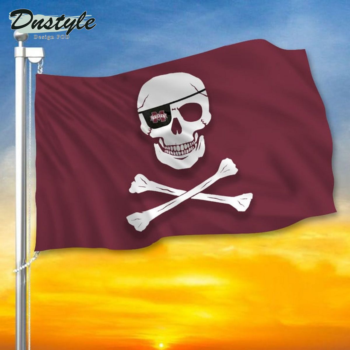 Maroon Pirate Flag American And Ms State Pirate Flag