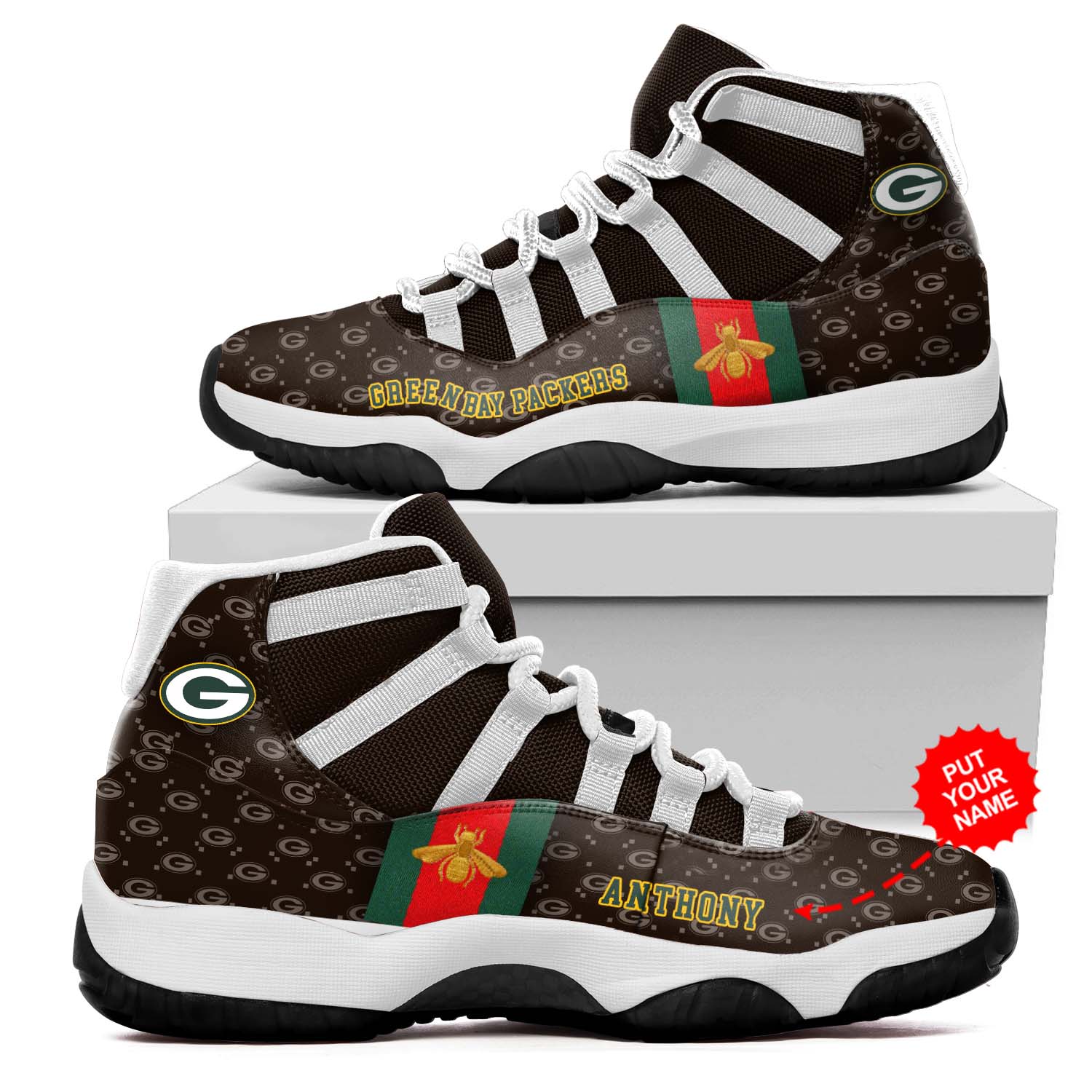 Green Bay Packers NFL Gucci Air Jordan 11 Shoes