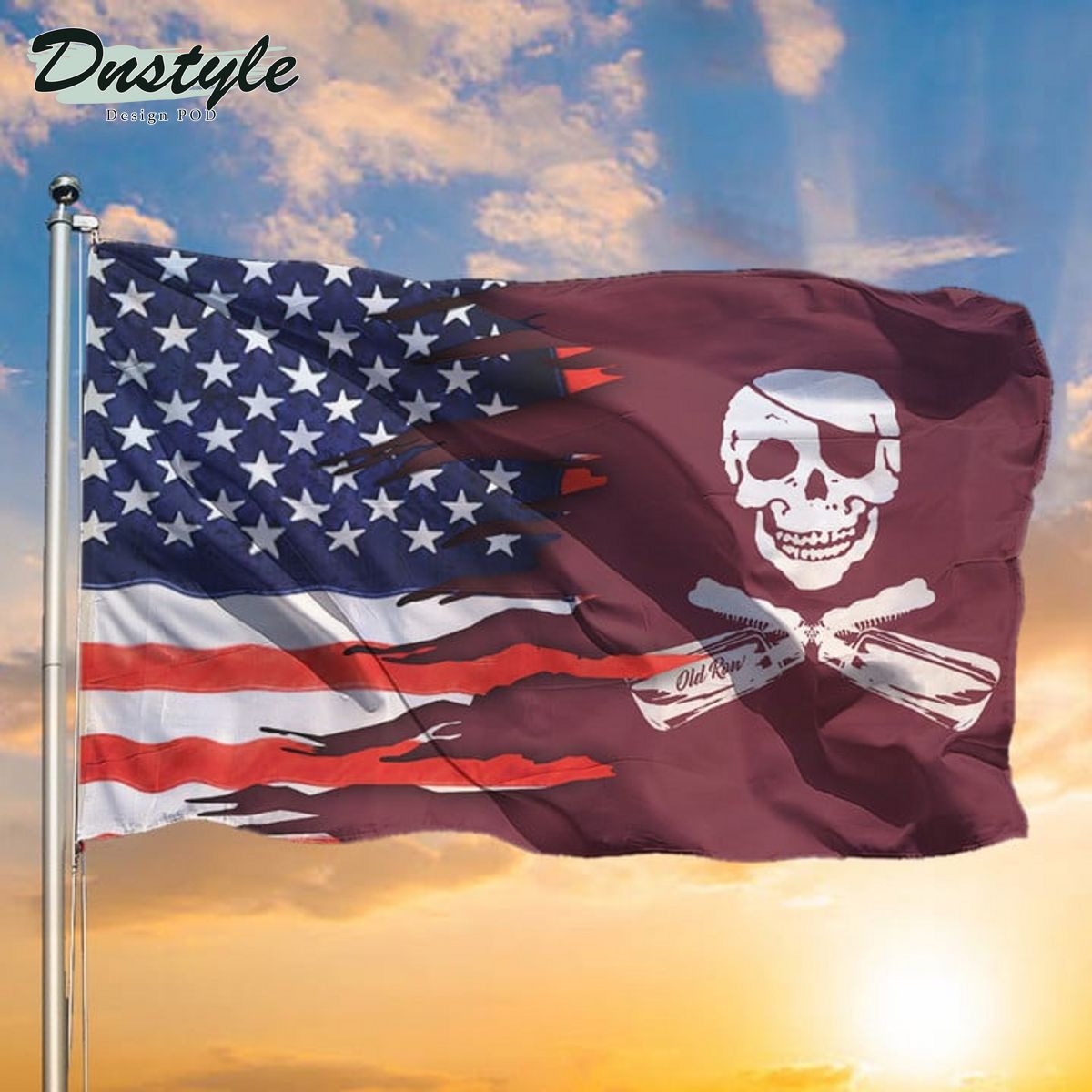 Old Row Maroon Pirate Flag American Mississippi State Pirate Flag