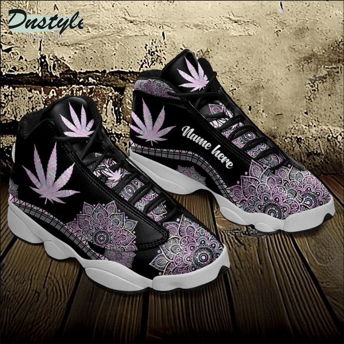 Weed mushroom psychedelic mandala custom name air jordan 13 shoes