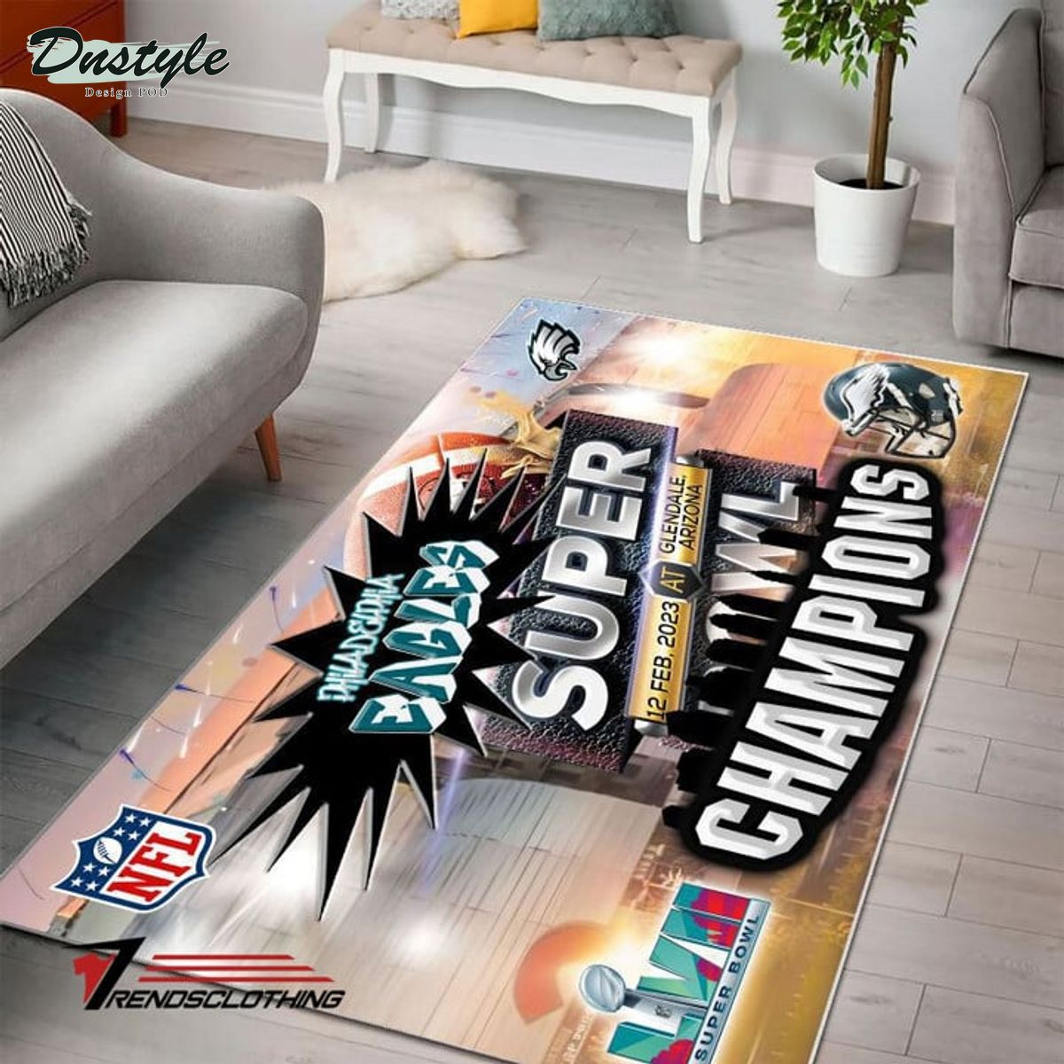 Philadelphia Eagles Super Bowl Champions LVII 2023 Rug Carpet