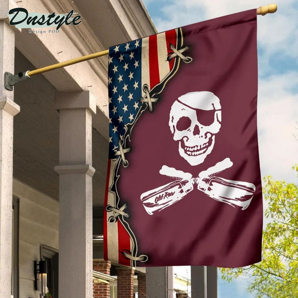 American And Mississippi State Pirate Flag Maroon Pirate Flag
