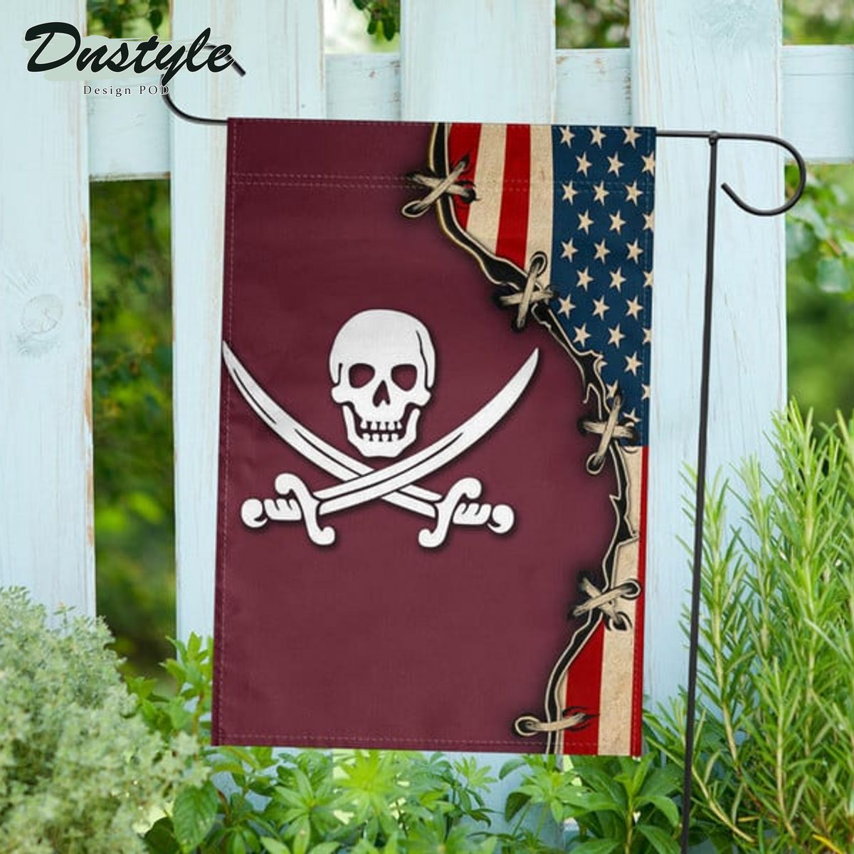 Mike Leach Pirate Flag American And Mississippi State Pirate Flag