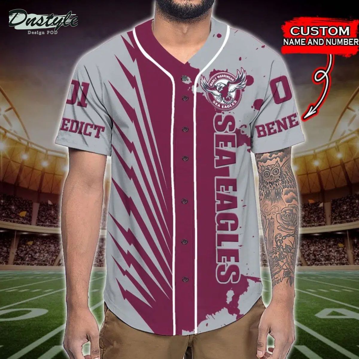 Manly Warringah Sea Eagles NRL Custom Name And Number Baseball Jersey