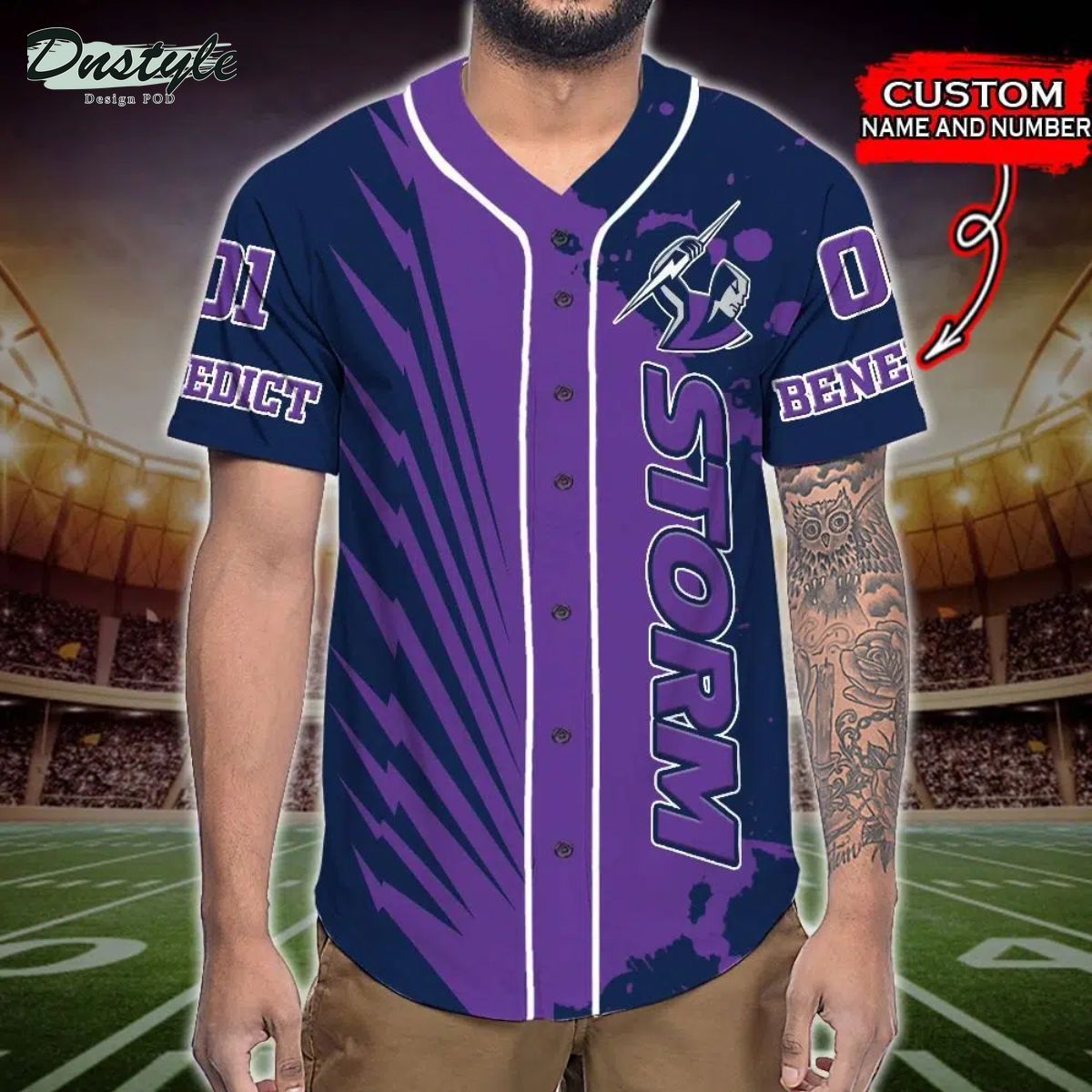 Melbourne Storm NRL Custom Name And Number Baseball Jersey