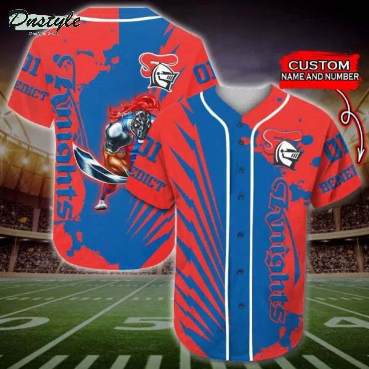 Newcastle Knights NRL Custom Name And Number Baseball Jersey