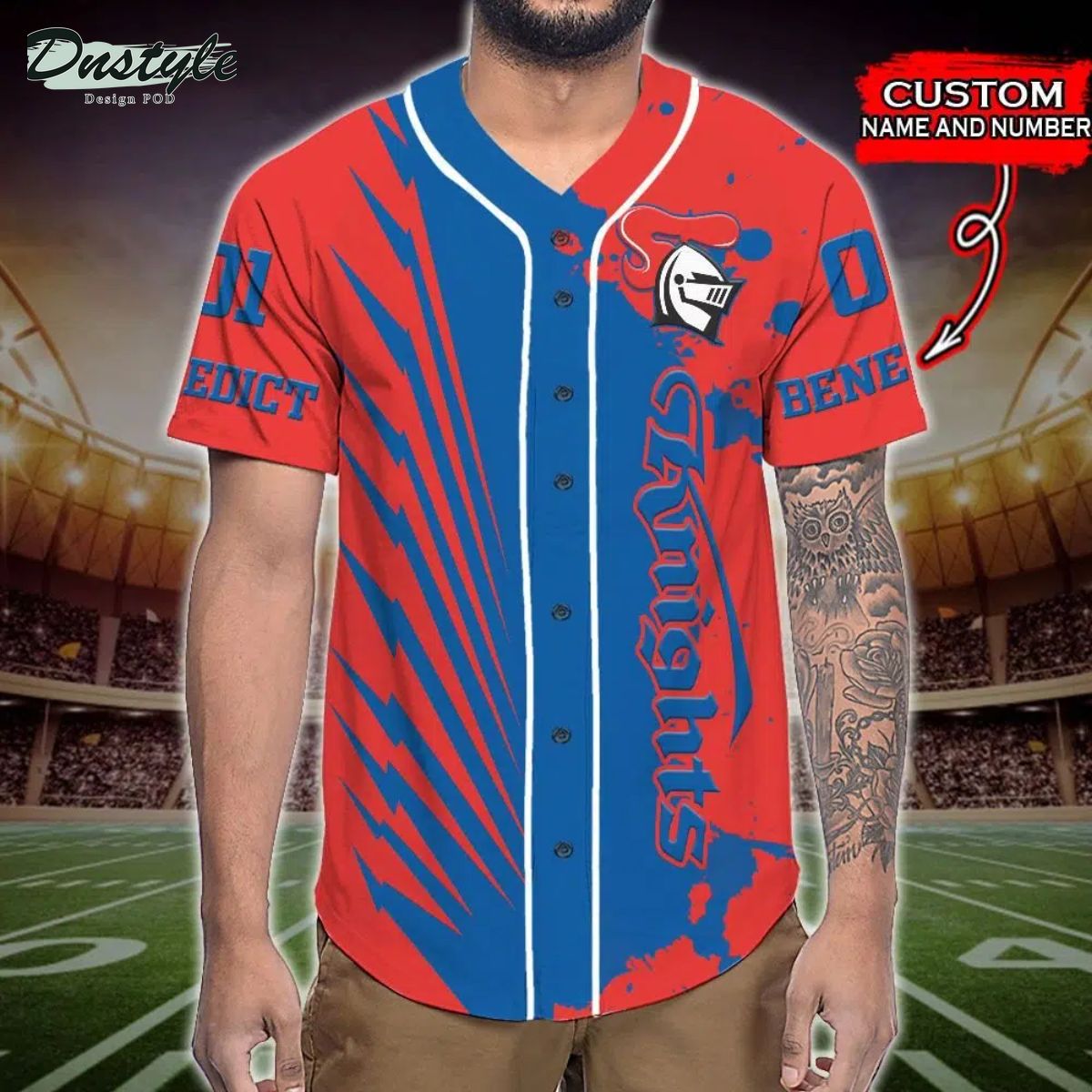 Newcastle Knights NRL Custom Name And Number Baseball Jersey