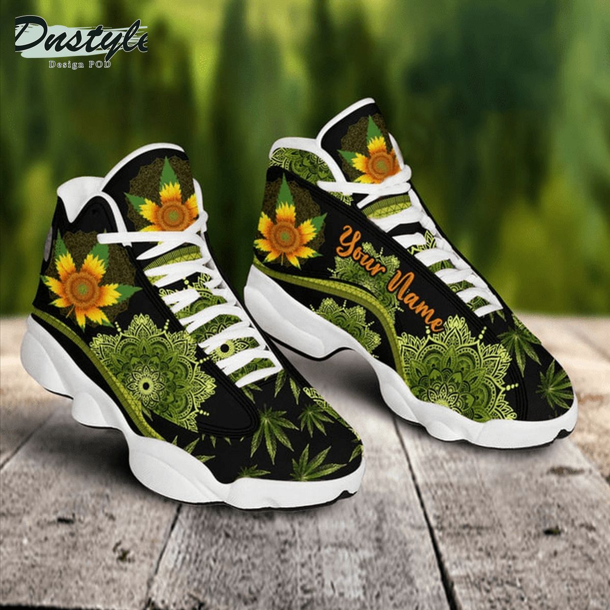Weed sunshine mandala custom name air jordan 13 shoes