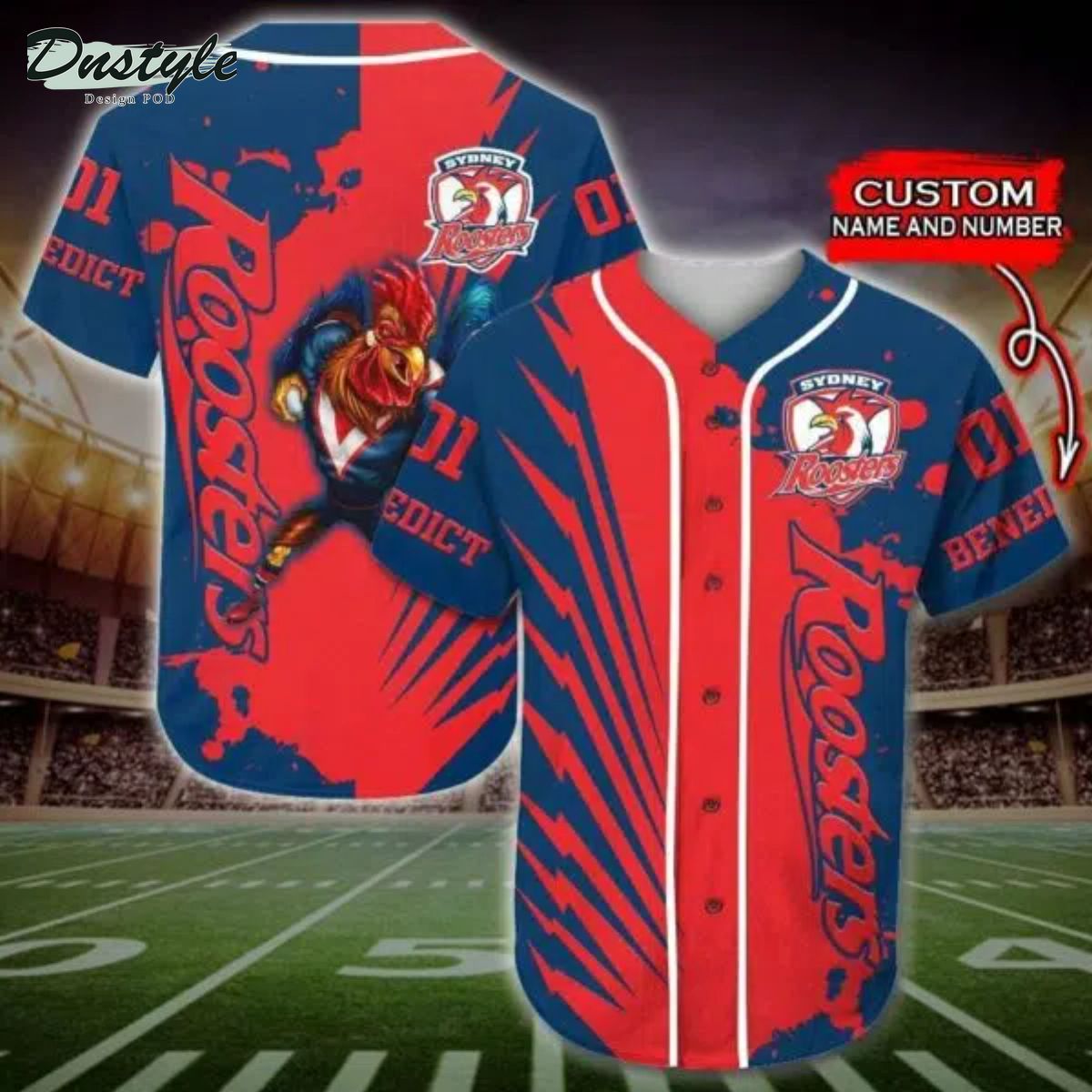 Sydney Roosters NRL Custom Name And Number Baseball Jersey