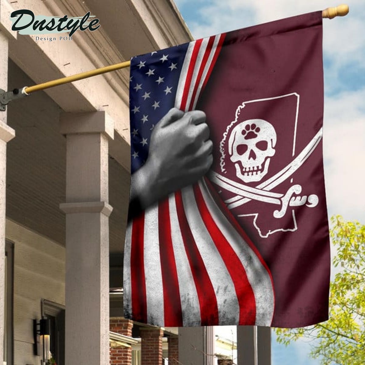 Ms State Pirate Flag American And Jolly Roger Flag
