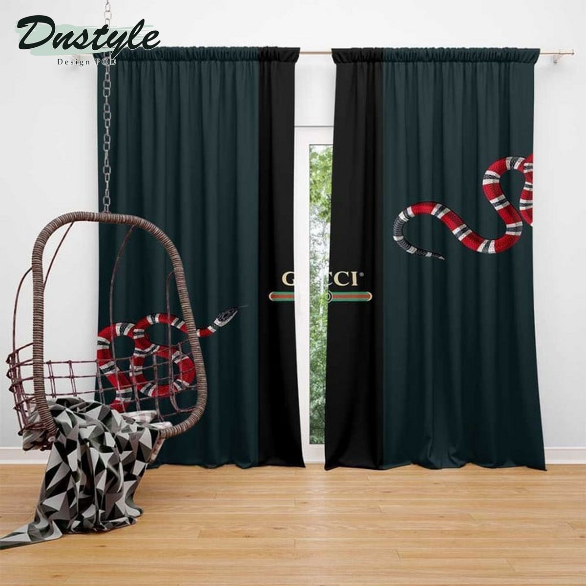 Luxury Gucci Snake Green Red Strap Window Curtain