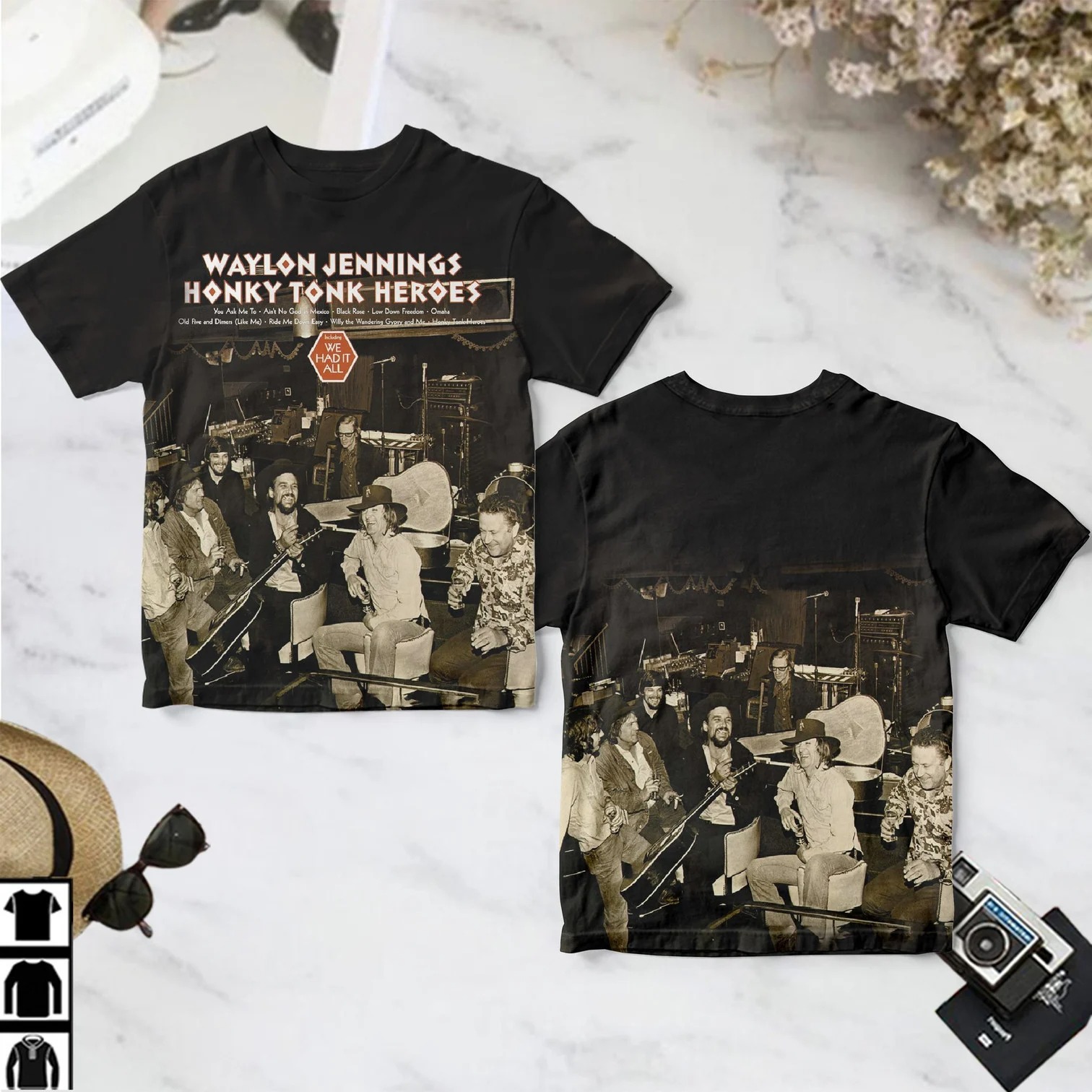 Waylon Jennings Honky Tonk Heroes Album Cover Shirt