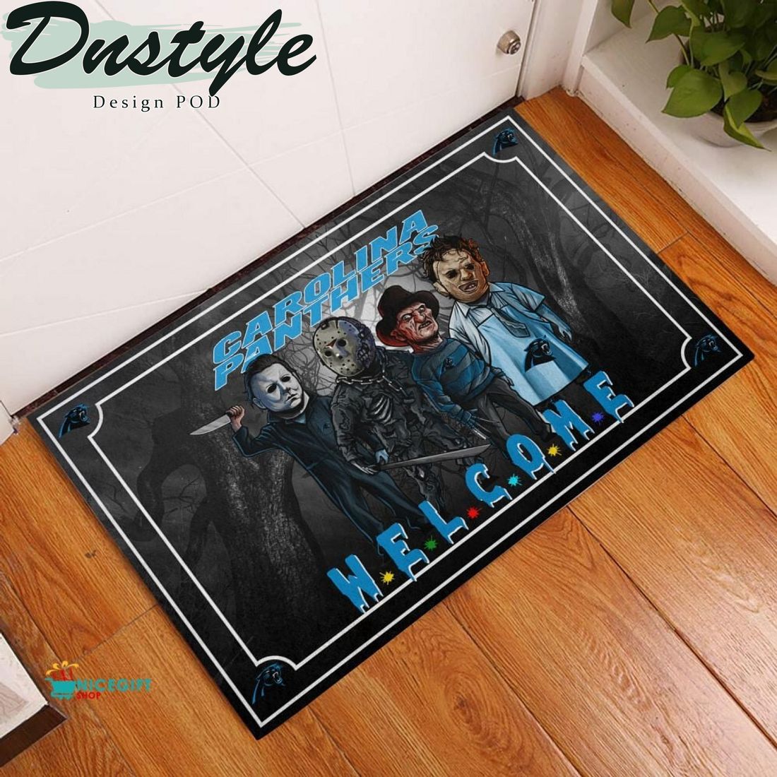 Carolina Panthers Halloween Welcome Doormat