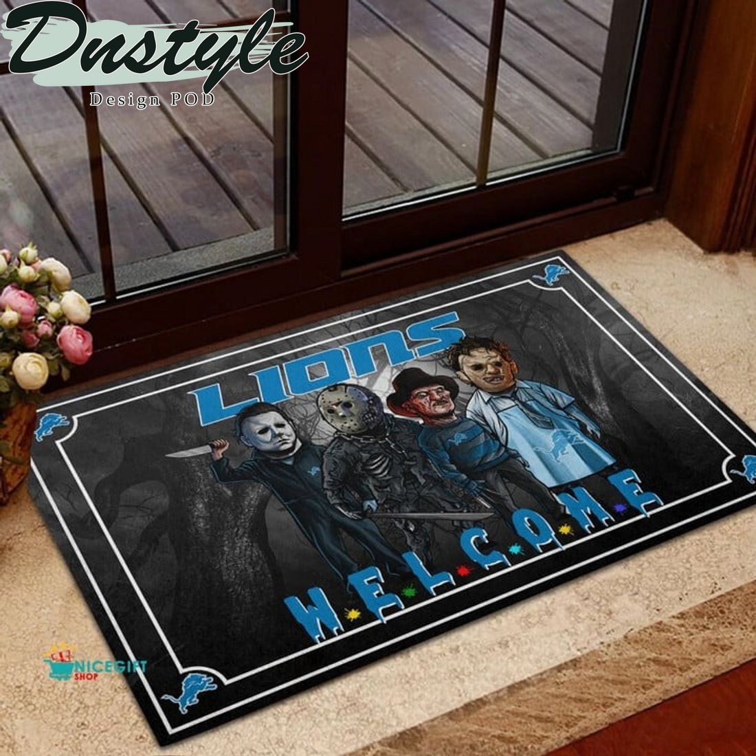 Detroit Lions Halloween Welcome Doormat