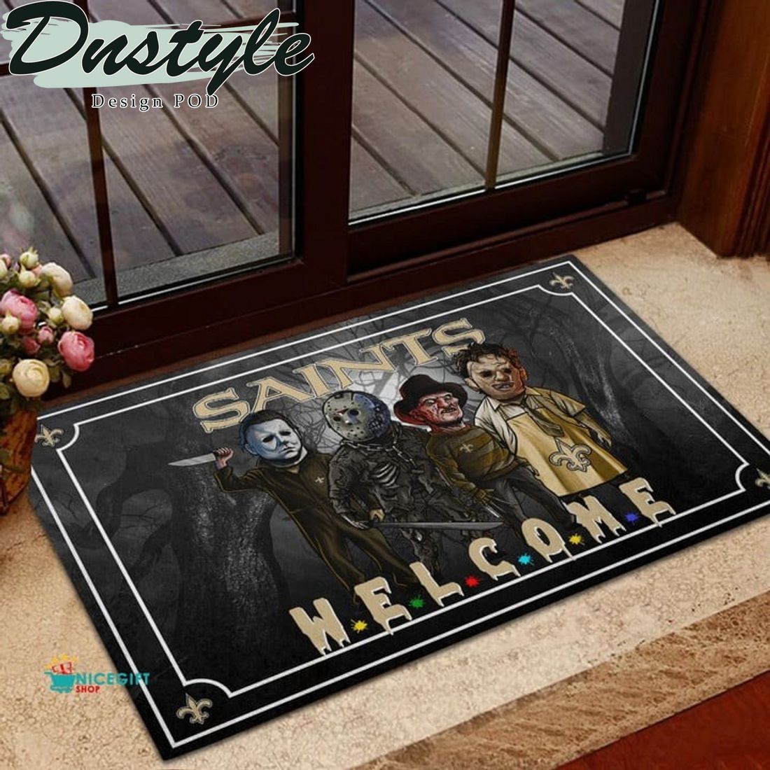 New Orleans Saints Halloween Welcome Doormat
