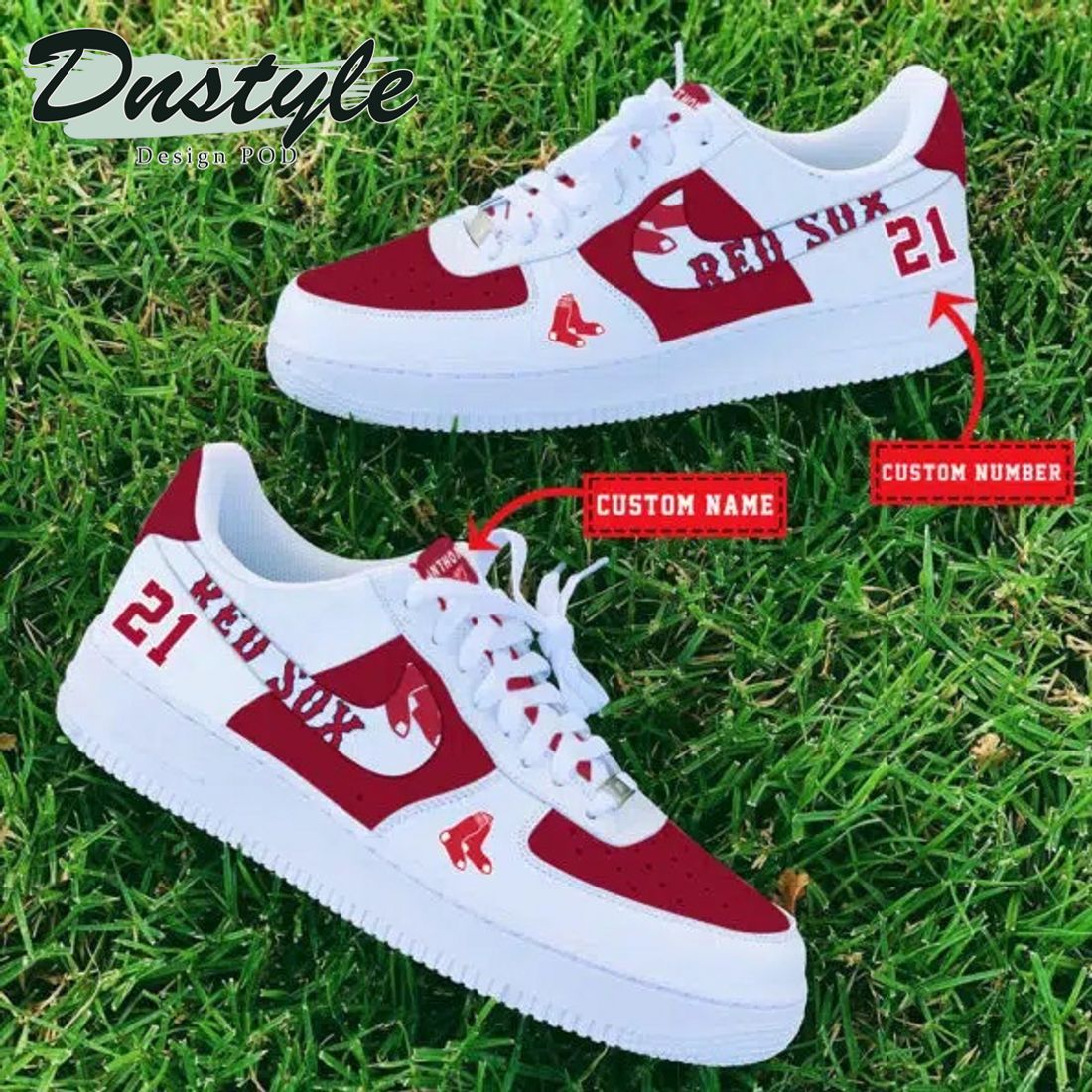 MLB Boston Red Sox Personalized Name Number Nike Air Force 1 Sneakers