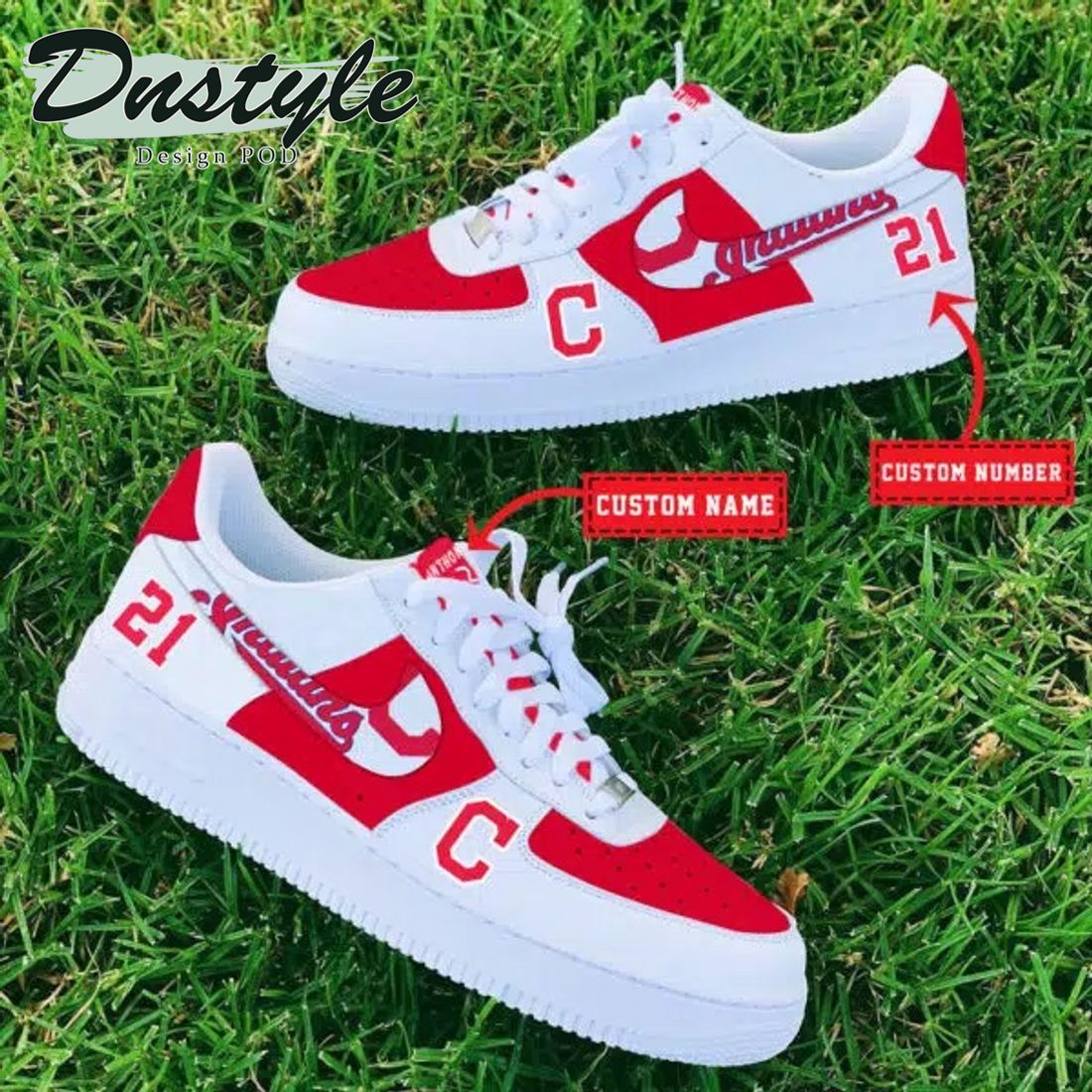 MLB Cleveland Indians Personalized Name Number Nike Air Force 1 Sneakers