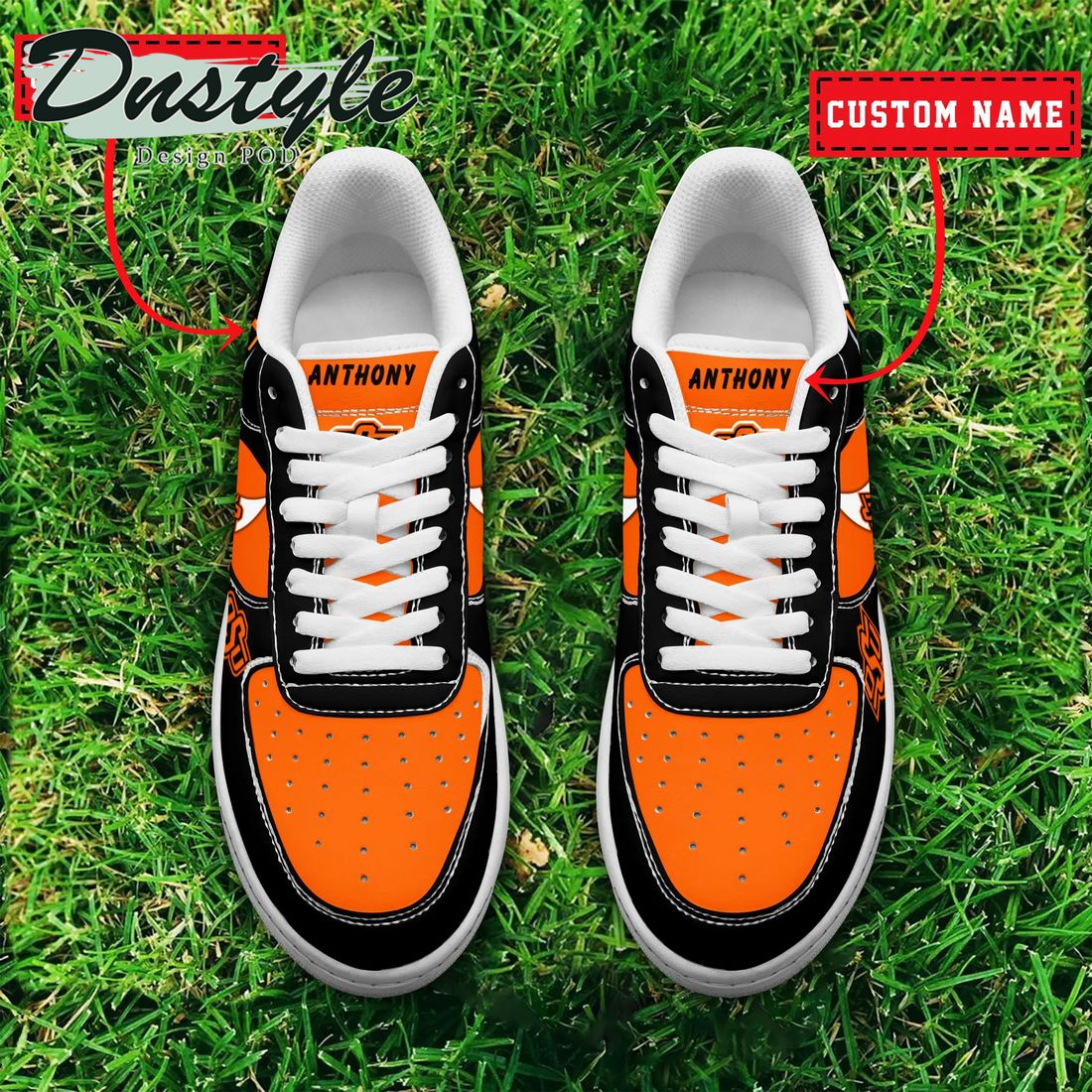 NCAA Oklahoma State Cowboys Personalized Name Number Nike Air Force 1 Sneakers