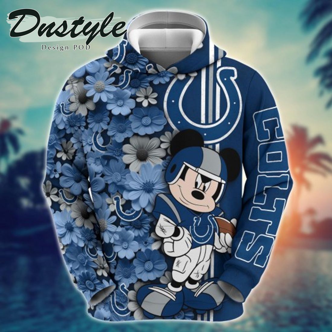 NFL Indianapolis Colts Math Mickey Mouse Line Stripe Flower 3D Hoodie