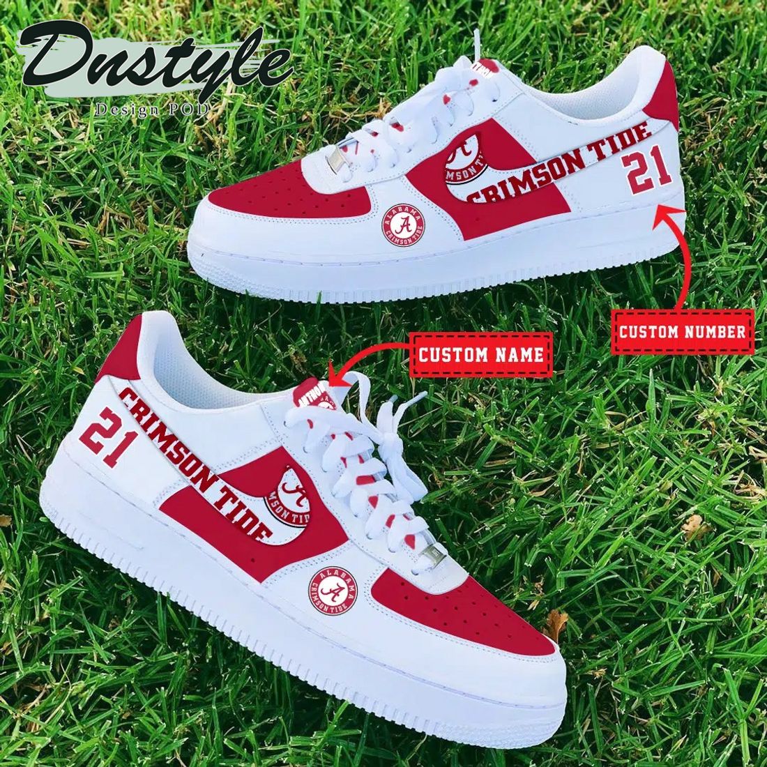 NCAA Alabama Crimson Tide Personalized Name Number Nike Air Force 1 Sneakers