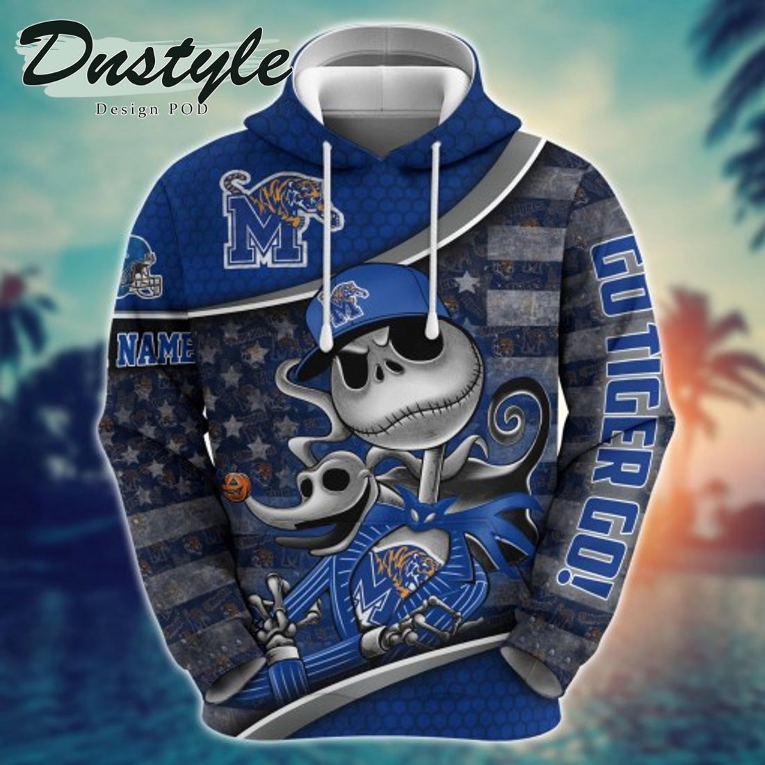 NCAA Memphis Tigers Math Jack Skellington Custom Name Halloween 3D Hoodie