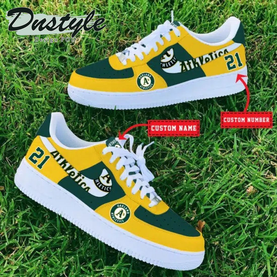 MLB Oakland Athletics Personalized Name Number Nike Air Force 1 Sneakers
