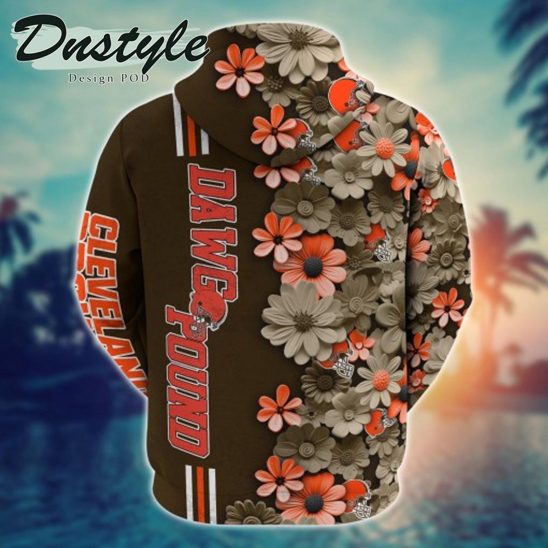 NFL Cleveland Browns Math Mickey Mouse Line Stripe Flower 3D Hoodie