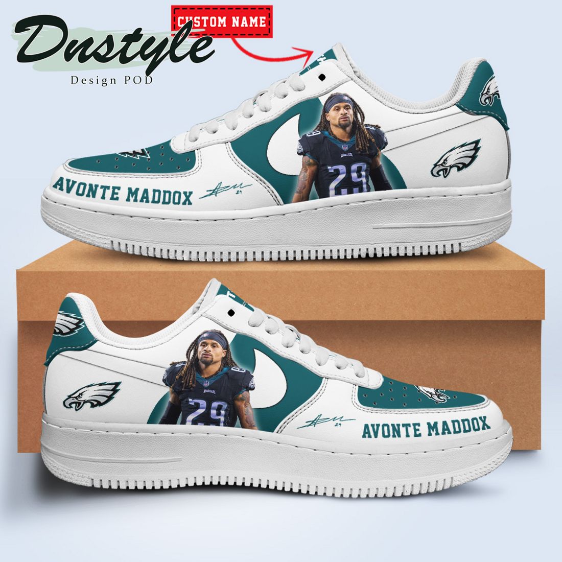 Avonte Maddox Philadelphia Eagles NFL Custom Name Signature Nike Air Force Shoes