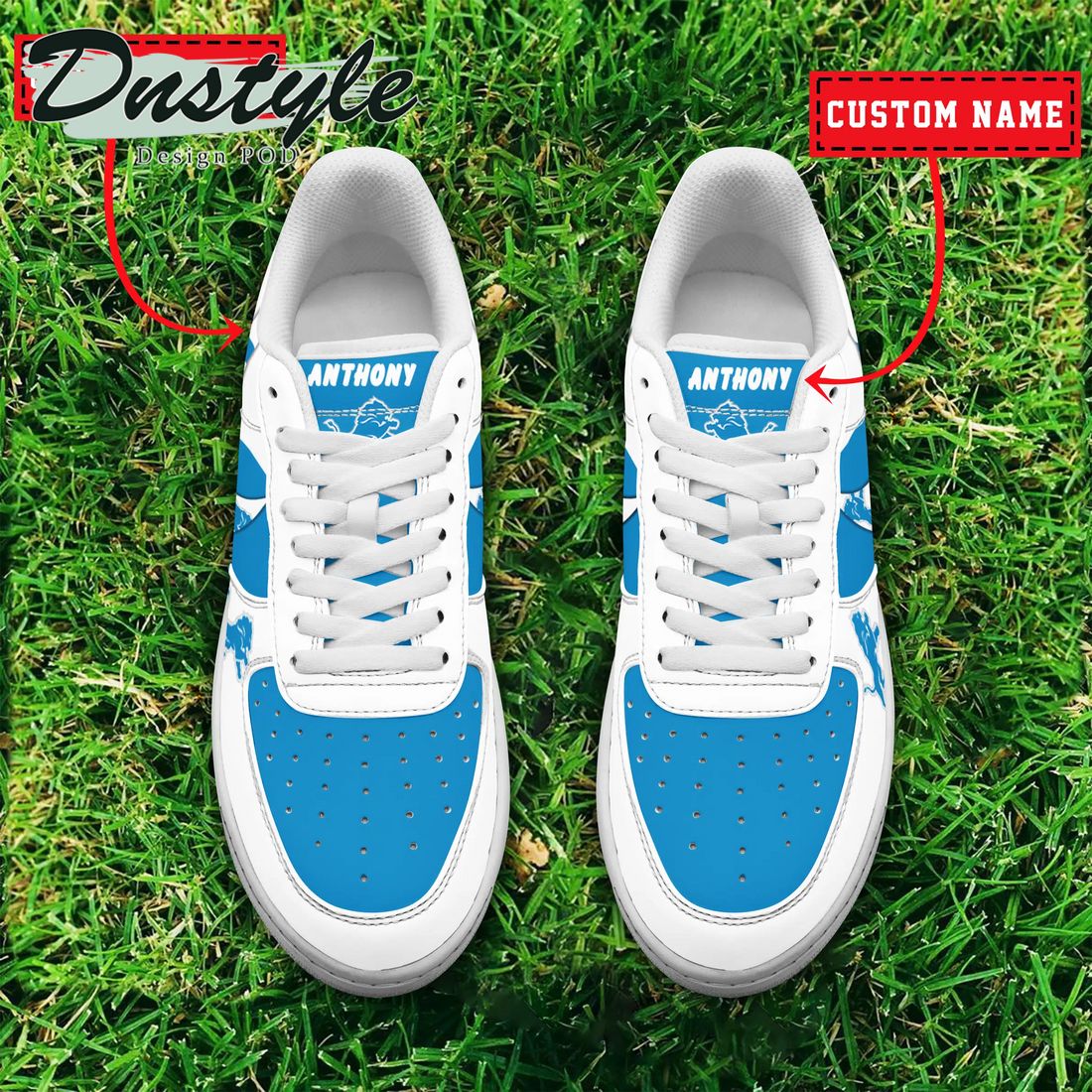 NFL Detroit Lions Air Force 1 Custom Name And Number Sneaker