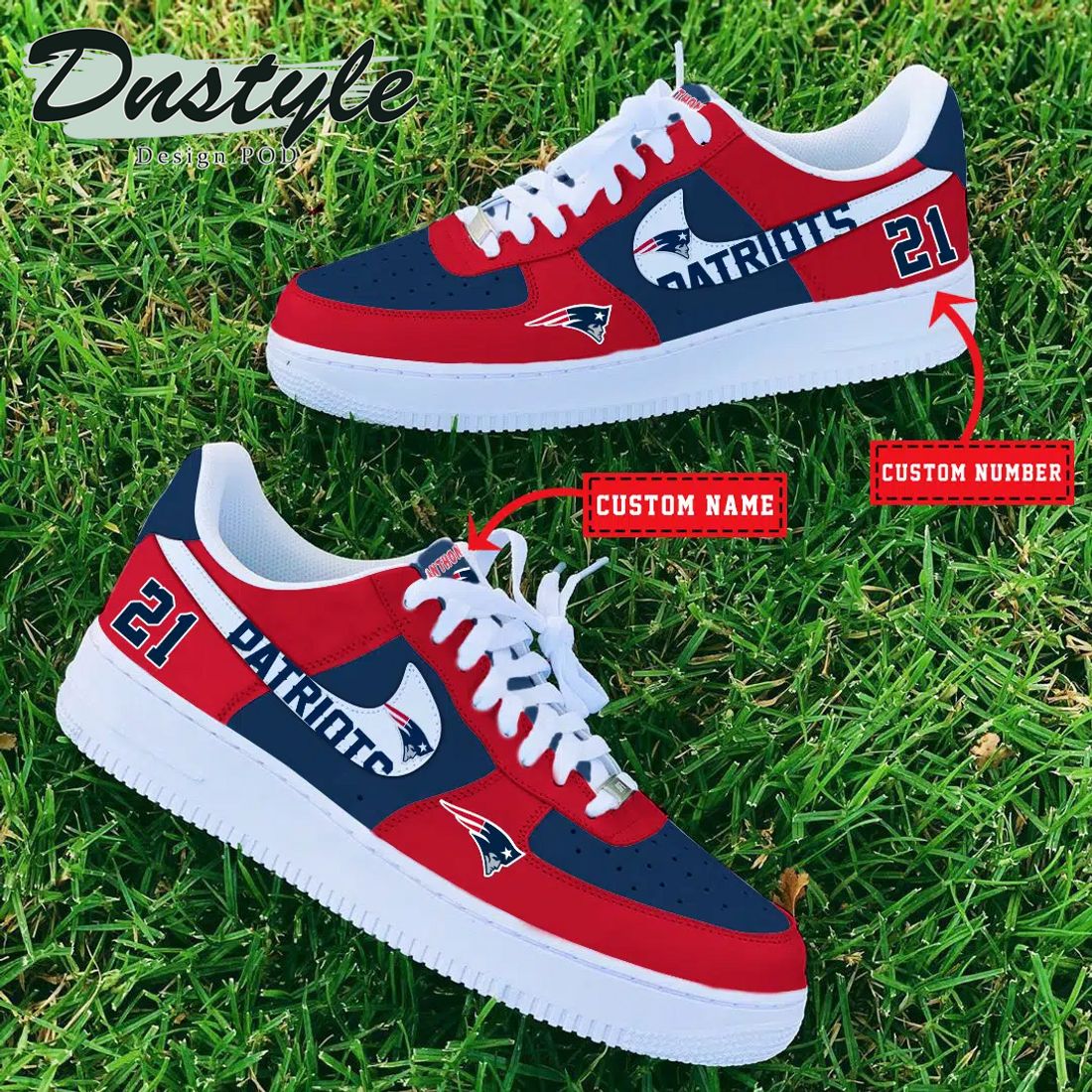 NFL New England Patriots Air Force 1 Custom Name And Number Sneaker