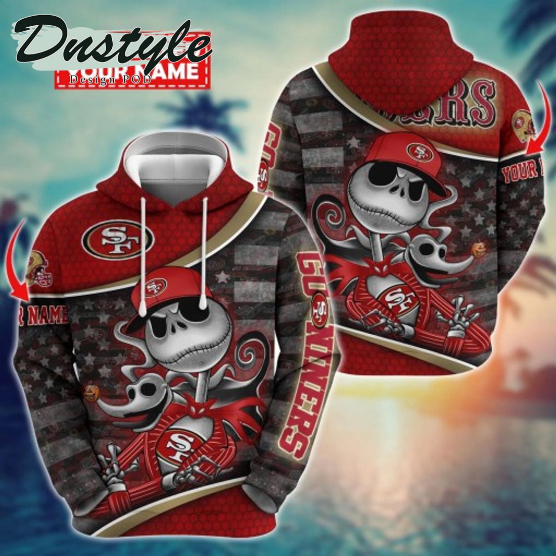 NFL San Francisco 49ers Math Jack Skellington Custom Name Halloween 3D Hoodie