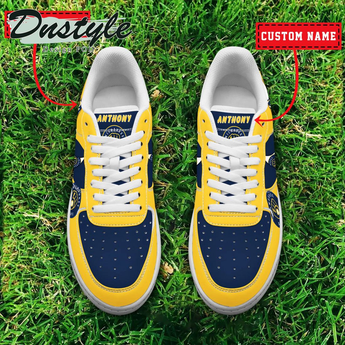 MLB Milwaukee Brewers Personalized Name Number Nike Air Force 1 Sneakers