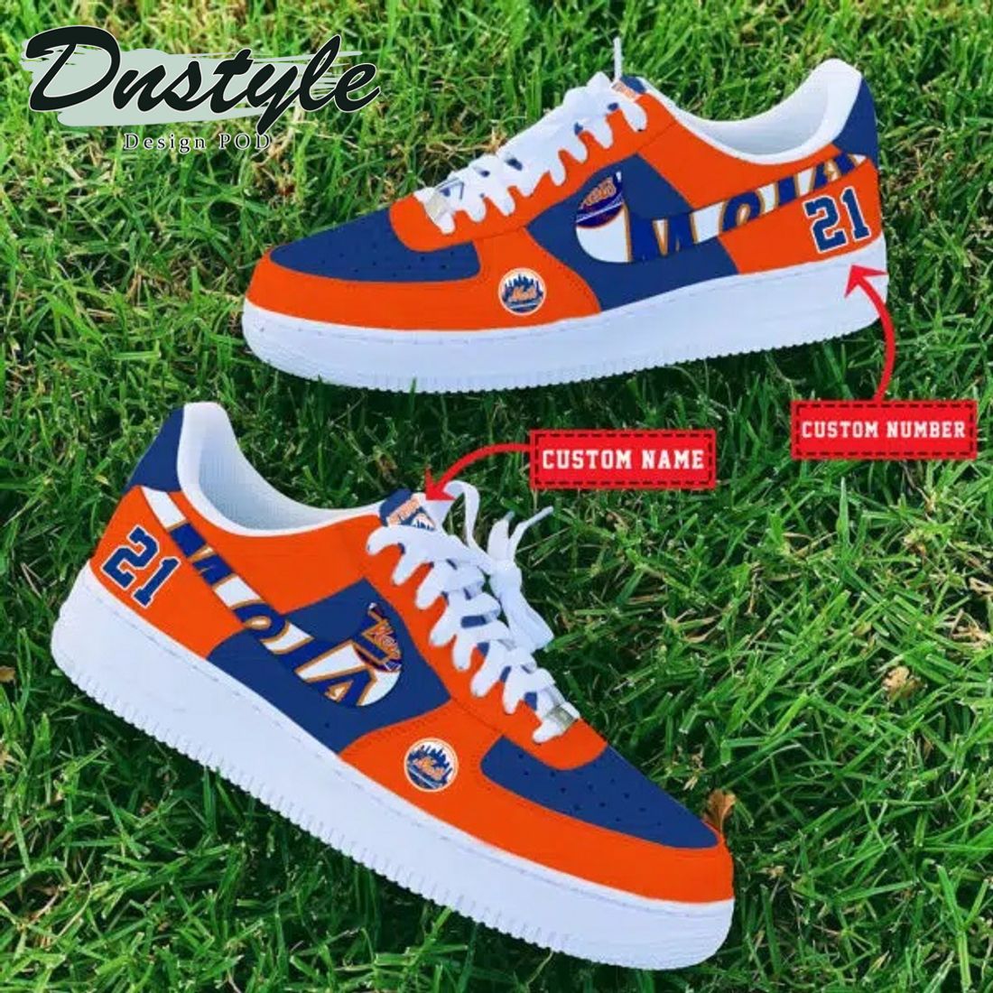 MLB New York Mets Personalized Name Number Nike Air Force 1 Sneakers