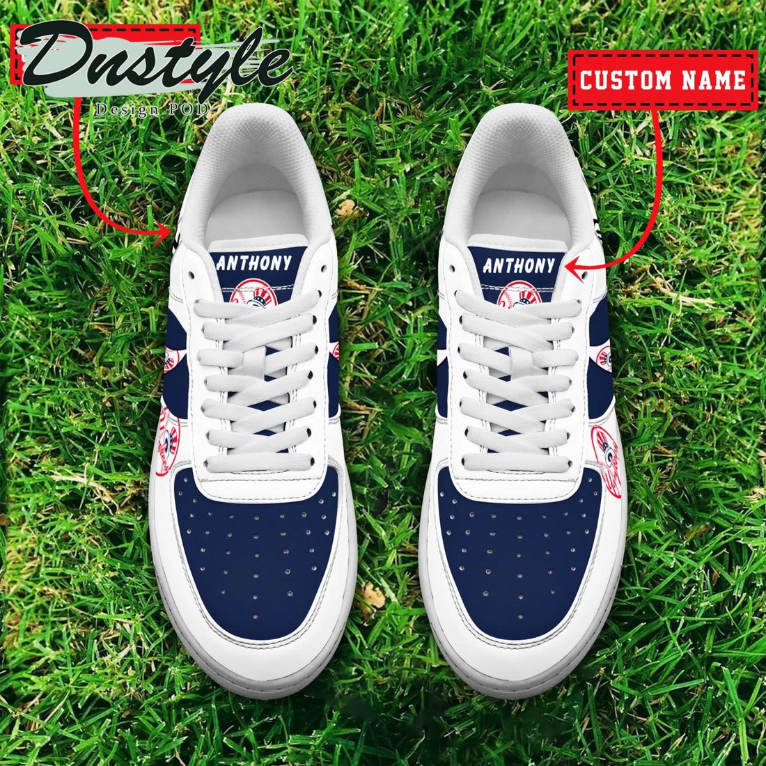 MLB New York Yankees Personalized Name Number Nike Air Force 1 Sneakers