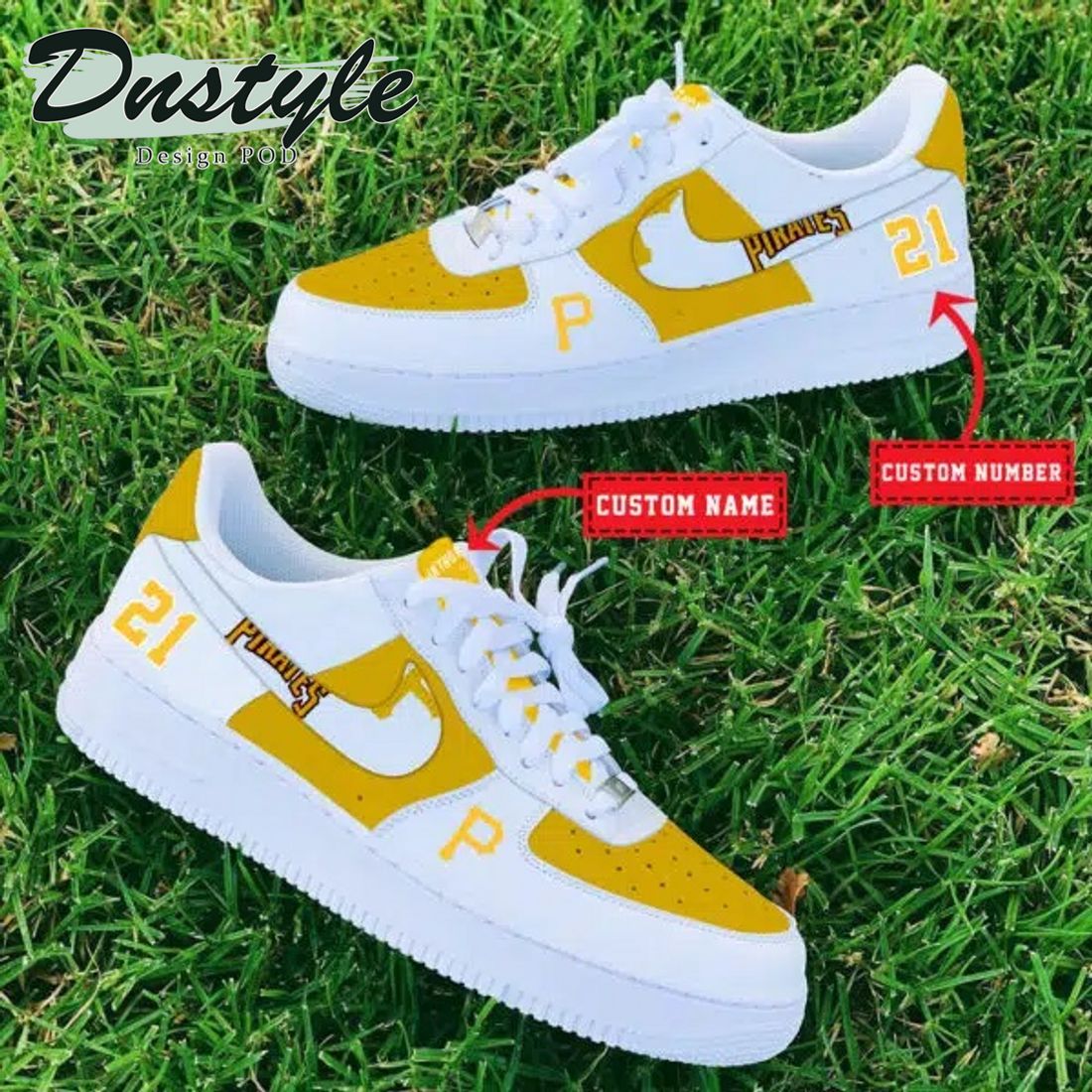 MLB Pittsburgh Pirates Personalized Name Number Nike Air Force 1 Sneakers