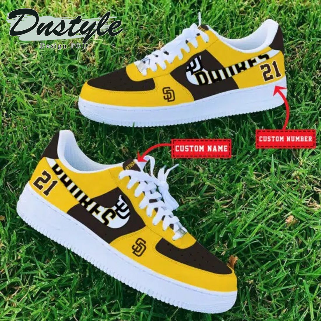MLB San Diego Padres Personalized Name Number Nike Air Force 1 Sneakers