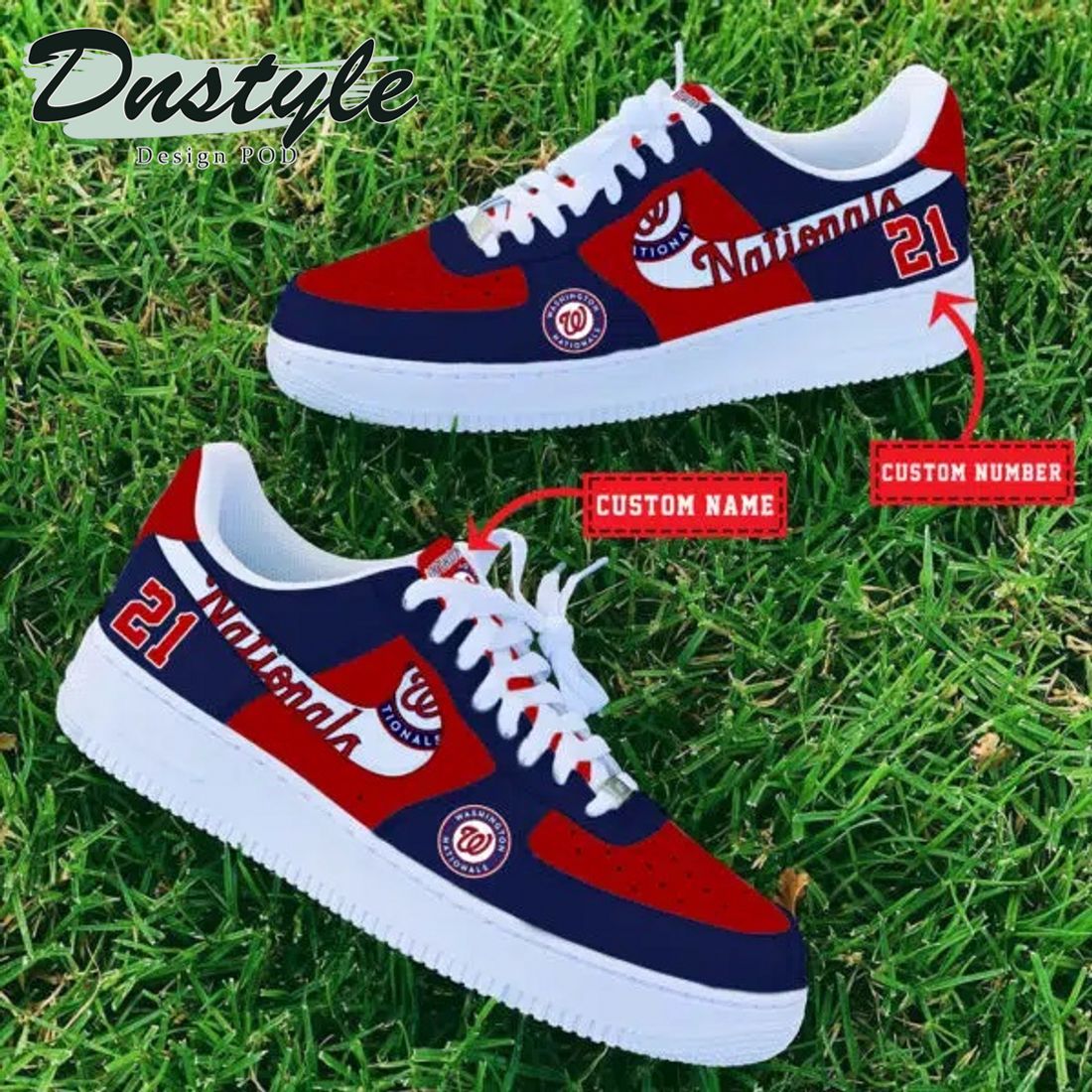 MLB Washington Nationals Personalized Name Number Nike Air Force 1 Sneakers