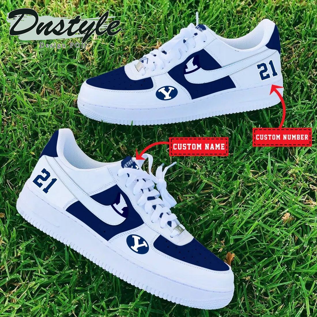 NCAA BYU Cougars Personalized Name Number Nike Air Force 1 Sneakers